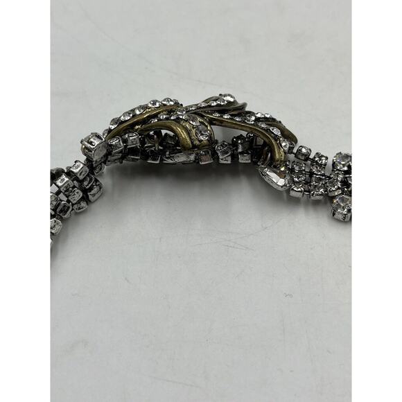Lulu Frost J. Crew 2013 Vintage Silver Gold Tone Rhinestone Statement Bracelet - Picture 16 of 16